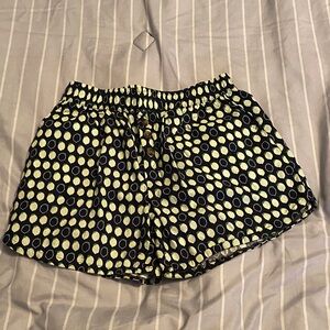 Navy and Yellow Lemon Pattern Women's Pajama Shorts